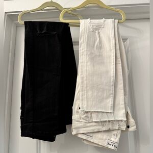 FRAME Black and White Distressed Denim Jeans